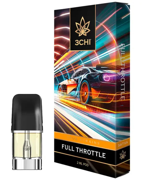 Packaging and Pod for 3Chi's Full Throttle True Strain Vape Pod 2g