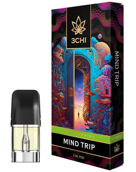 Packaging and Pod for 3Chi's Mind Trip True Strain Vape Pod 2g