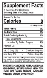 Nutrition Label for Stay Cool 25mg Delta 9 THC Drinks