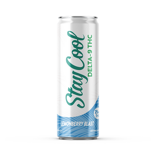 Can of Stay Cool 25mg Delta-9 THC Drink in Lemonberry Blast Flavor